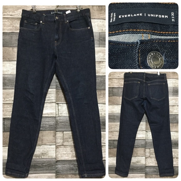 Everlane Uniform Skinny Jeans Men’s 31x30 Dark Wash Blue Indigo Stretch Organic - Picture 1 of 10